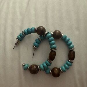 Paparazzi Turquoise and Brown Beaded Earrings